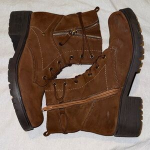 Dunes Kobe Lace up design/Zipper side Combat Boots Brown size 10